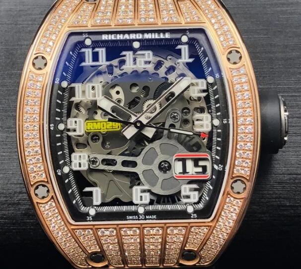 Replica Richard Mille RM 029 Rose Gold Med Set Diamond Watch [RM 029 ...