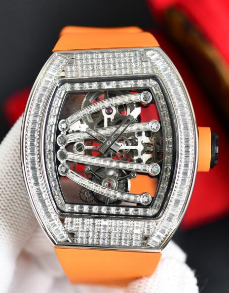 Replica Richard Mille RM 59-01 Tourbillon diamond Orange Rubber Watch ...